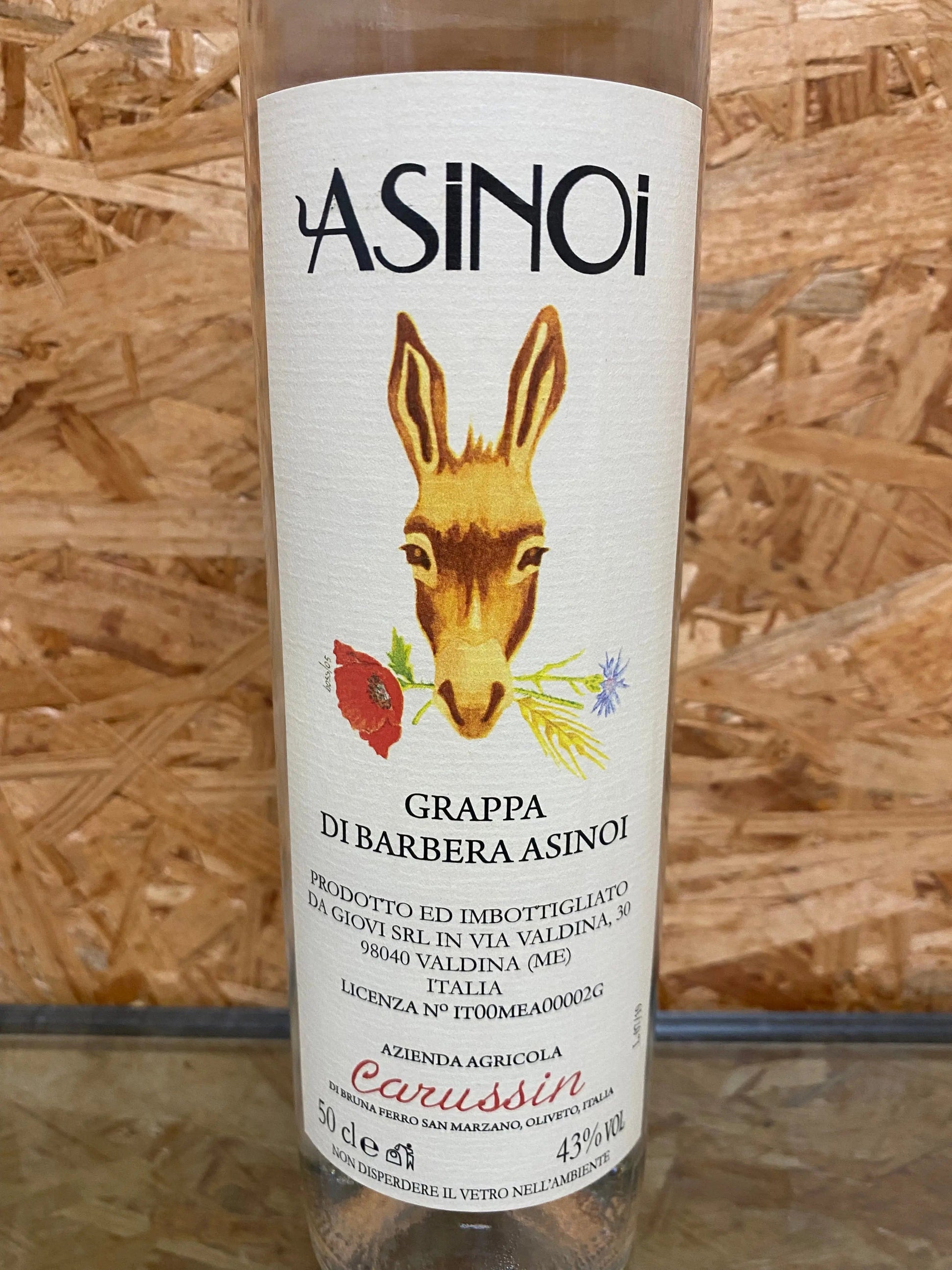 Carussin Grappa di Barbera Asinoi Sterk natuurlijk